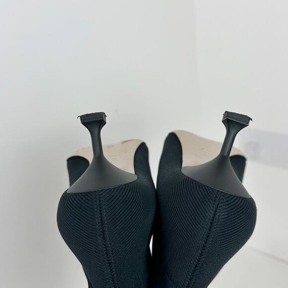 Miu Miu Kitten Heel Sock Boots Shoes Black Logo Pointed Toe EU 37.5 US 7.5 - Picture 8 of 14